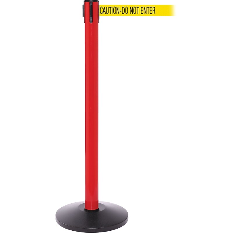SafetyPro 250 Red Retractable Belt Barrier with 11' Yellow/Black DO NOT ENTER Belt image 1