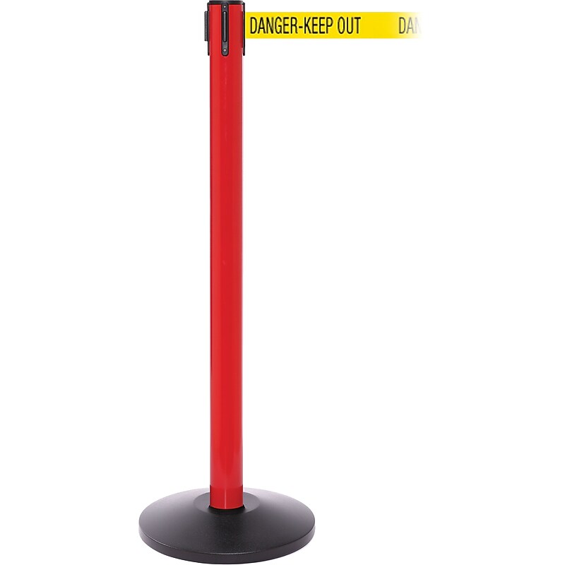 SafetyPro 250 Red Retractable Belt Barrier with 11' Yellow/Black DANGER Belt image 1