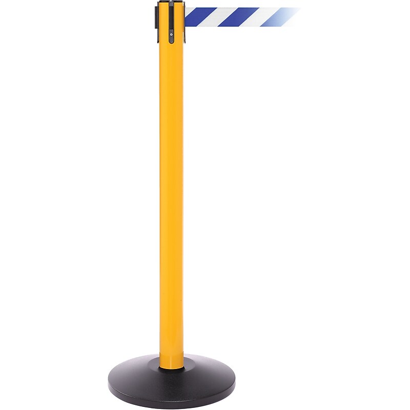 SafetyPro 250 Yellow Retractable Belt Barrier with 11' Blue/White Belt image 1
