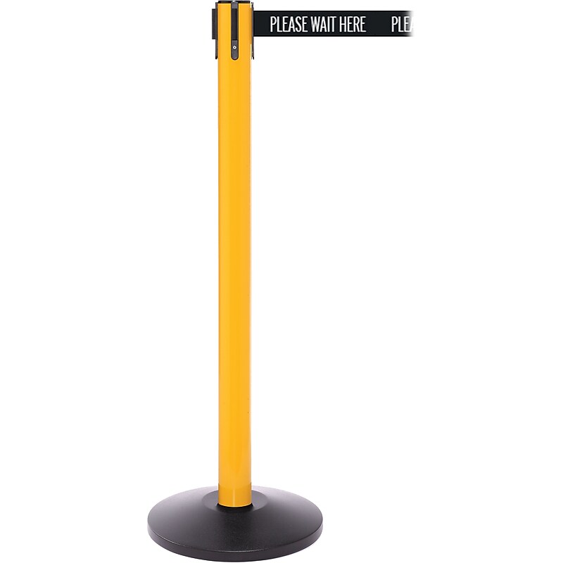 SafetyPro 250 Yellow Retractable Belt Barrier with 11', PLEASE WAIT HERE (SPRO250Y-BWWH) image 1