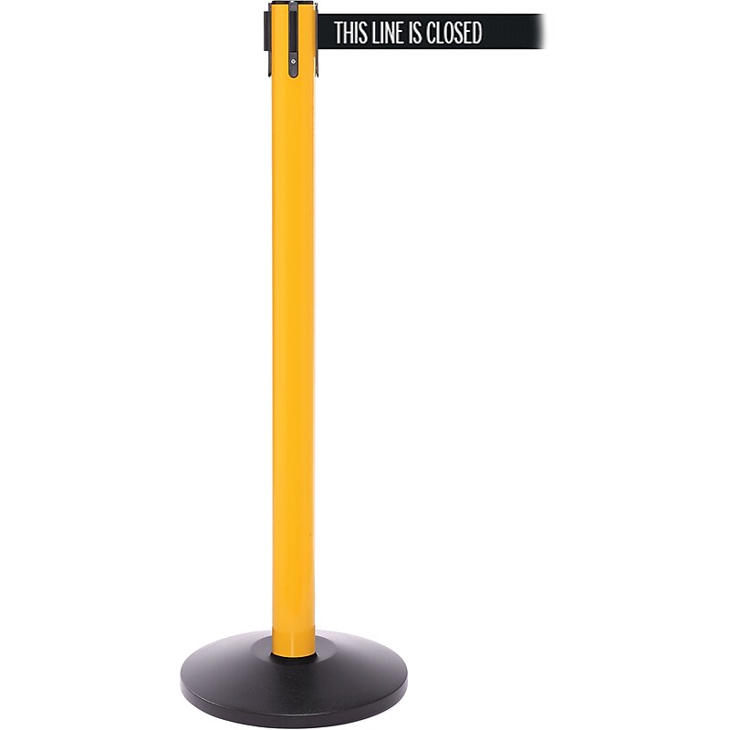 SafetyPro 250 Yellow Retractable Belt Barrier with 11', THIS LINE IS CLOSED (SPRO250Y-BWLC) image 1