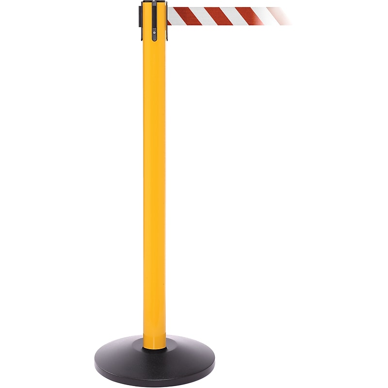 SafetyPro 250 Yellow Retractable Belt Barrier with 11' Red/White Belt image 1
