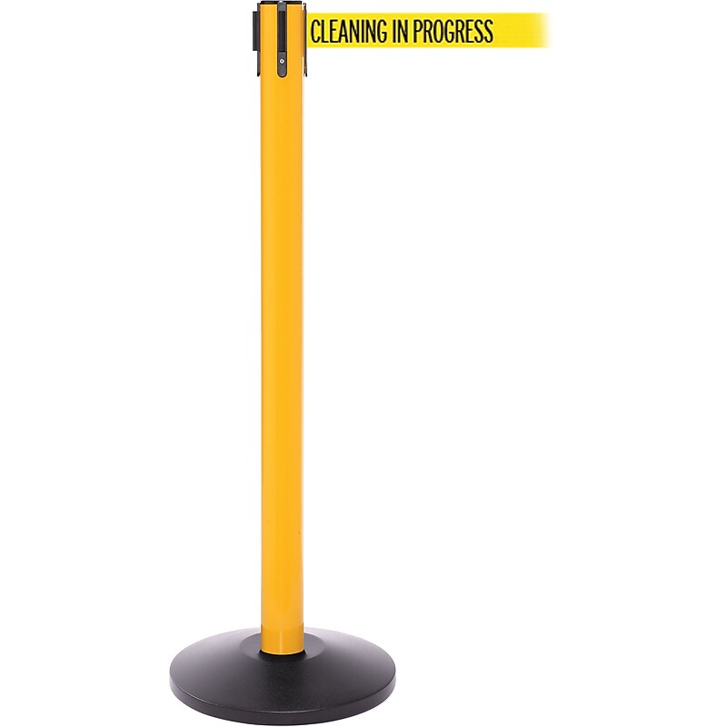 SafetyPro 250 Yellow Retractable Belt Barrier with 11' Yellow/Black CLEAN Belt image 1