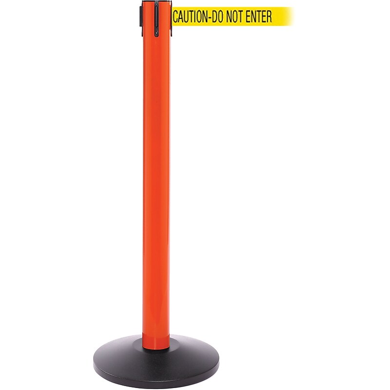 SafetyPro 300 Orange Retractable Belt Barrier with 16' Yellow/Black DO NOT ENTER Belt image 1