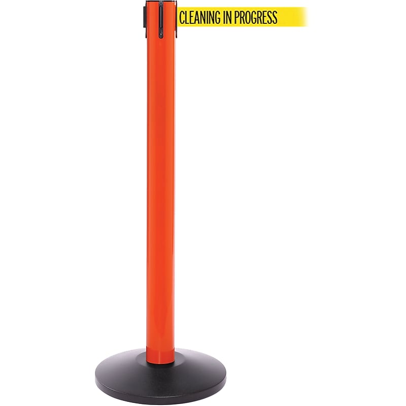 SafetyPro 300 Orange Retractable Belt Barrier with 16' Yellow/Black CLEAN Belt image 1