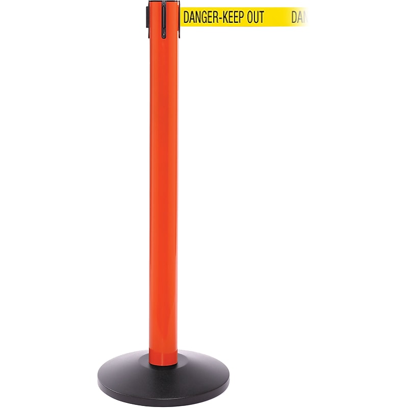 SafetyPro 300 Orange Retractable Belt Barrier with 16' Yellow/Black DANGER Belt image 1
