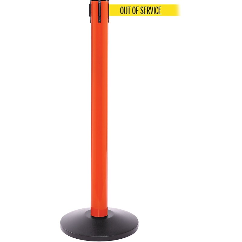 SafetyPro 250 Orange Retractable Barrier w/ 11' Yellow/Black OUT OF SERVICE Belt image 1