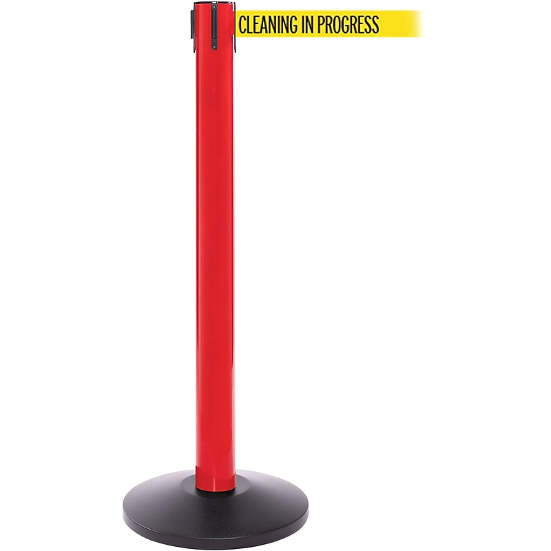 SafetyPro 300 Red Retractable Belt Barrier with 16' Yellow/Black CLEAN Belt image 1