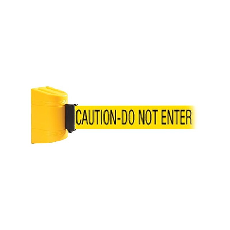 WallPro 300 Yellow Wall Mount Belt Barrier with 10' Yellow/Black CAUTION Belt