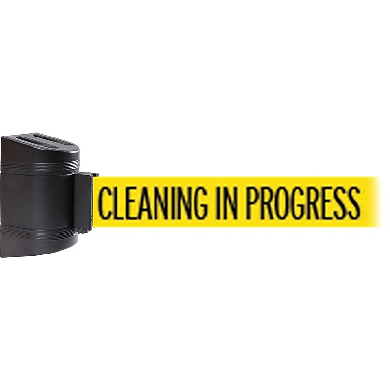 WallPro 400 Wall-Mountable 15' Retractable Belt Barrier, CLEANING IN PROGRESS, Yellow/Black (WP400B-YBCIP150) image 1