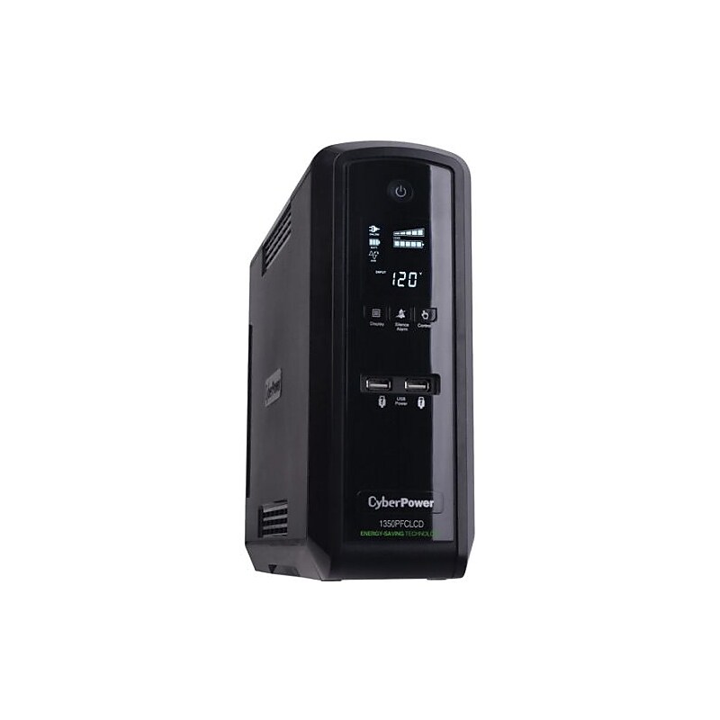 CyberPower PFC Sinewave Series 1350VA UPS, 10-Outlets, Black (CP1350PFCLCD) image 1