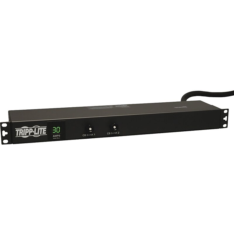 Tripp Lite Single-Phase 100, 120, 127V Metered Power Distribution Unit, 12-Outlet, 1U Rack Mount, Black (PDUMH30) image 1