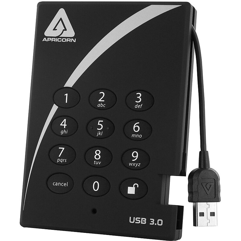Apricorn Aegis Padlock 500GB USB 3.0 External Hard Drive, Gray (A25-3PL256-500) image 1