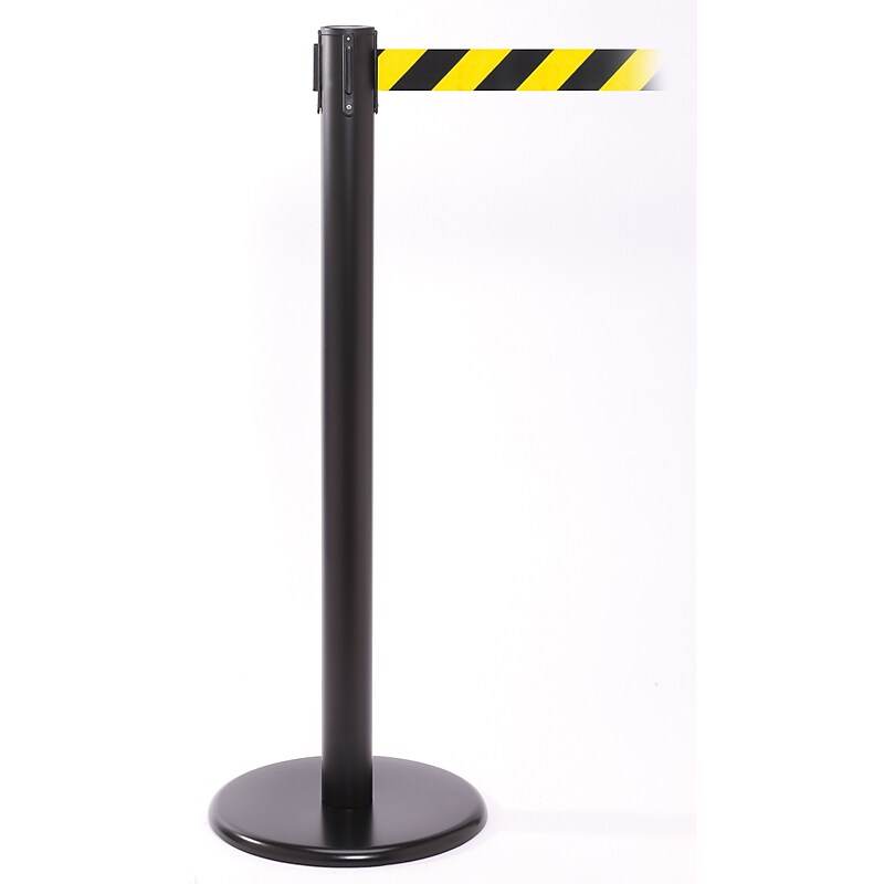 QPro 250 Black Retractable Belt Barrier with 11' Black/Yellow Belt (PRO250B-YB) image 1