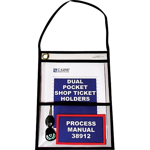 CLine Job Ticket Holder, 9" x 12", Clear with Black Edges, 15/Pack (38912) Staples