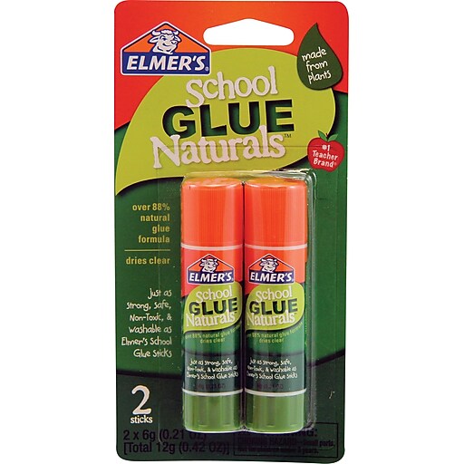 Elmer's School Glue Naturals, Clear Glue Sticks, .21 oz, 2/Pack at Staples