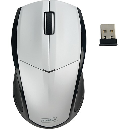 Staples Wireless Mouse, Silver Staples