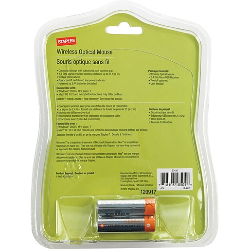 Staples Wireless Mouse, Black Staples