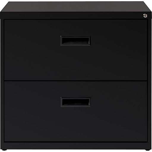 hirsh industries 2 drawer lateral file cabinet, black, letter, 30"w (18938)