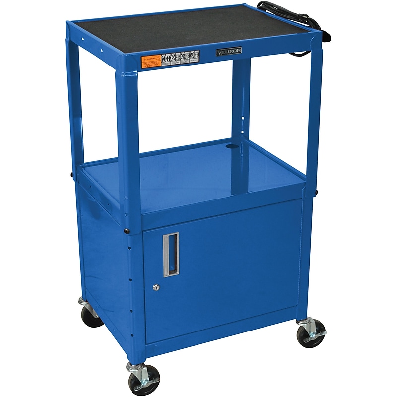 Luxor 2-Shelf Metal Mobile A/V Cart with Lockable Wheels, Royal Blue (AVJ42C-RB) image 1