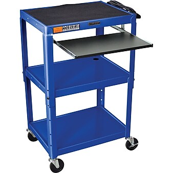 Luxor 3-Shelf Metal Mobile A/V Cart with Lockable Wheels, Blue (AVJ42KB-RB)