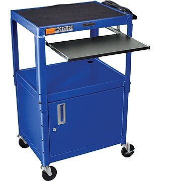 Luxor 2-Shelf Metal Mobile A/V Cart with Lockable Wheels, Royal