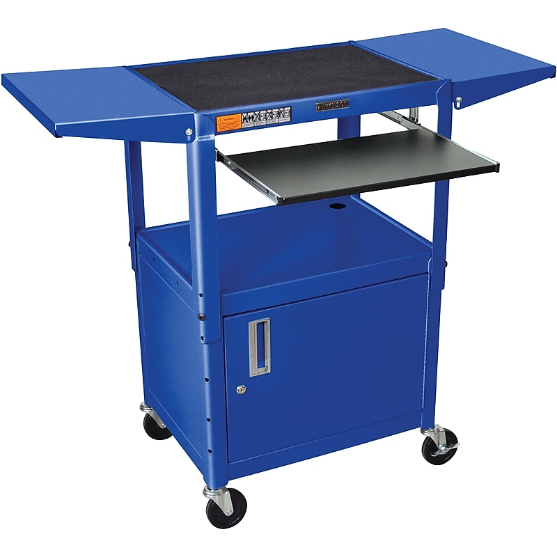 Luxor 2-Shelf Metal Mobile A/V Cart with Lockable Wheels, Royal Blue (AVJ42KBCDL-RB) image 1