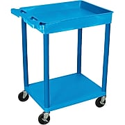 Luxor® STC Series 35 3/4"(H) 2 Shelves Top Tub & Bottom Flat Shelf Cart, Blue