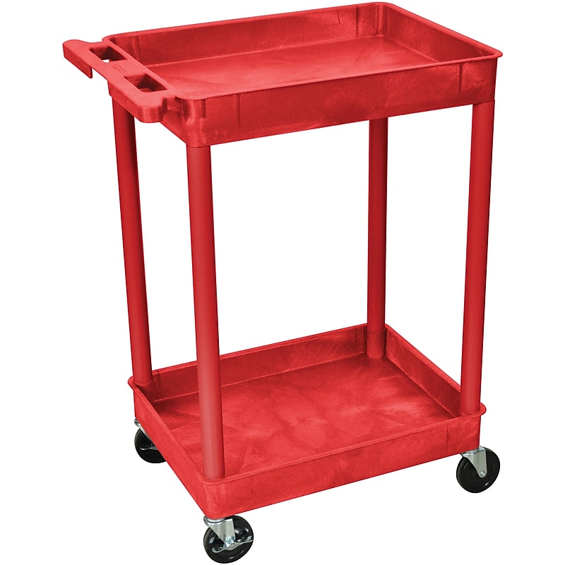 Luxor® STC Series 37 1/2"(H) 2 Shelves Tub Cart, Red image 1