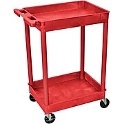 Luxor® STC Series 37 1/2"(H) 2 Shelves Tub Cart, Red