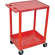 Luxor® STC Series 2 Shelves Flat Top & Tub Bottom Shelf Cart, Red
