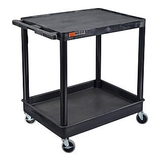 Luxor 3-Shelf Plastic/Poly Mobile A/V Cart with Lockable Wheels