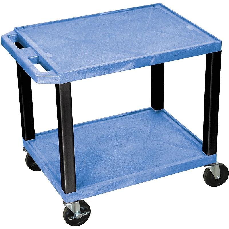 H Wilson® 26"(H) 2 Shelves Tuffy AV Carts W/Electrical Attachment, Blue image 1
