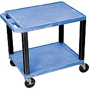 H Wilson® 26"(H) 2 Shelves Tuffy AV Carts W/Electrical Attachment, Blue