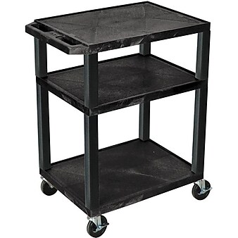 Tuffy 3-Shelf Plastic/Poly Mobile A/V Cart with Lockable Wheels, Black (WT34)