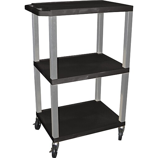 H Wilson® 42 1/2"(H) 3 Shelves Tuffy AV Carts W/Nickel Legs