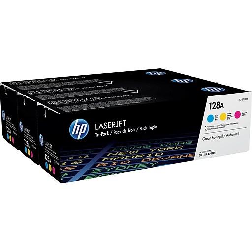 Hombre rico ángel desfile HP 128A Cyan/Magenta/Yellow Standard Yield Toner Cartridge, 3/Pack  (CF371AM) | Staples