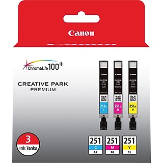 Canon 251 Cyan/Magenta/Yellow Ink Cartridge, 3/Pack (6514B009
