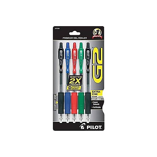 Pilot G2 Gel Pen, Extra Fine Point, Assorted Ink, 5/Pack (31300)~#|#~s0706563_sc7