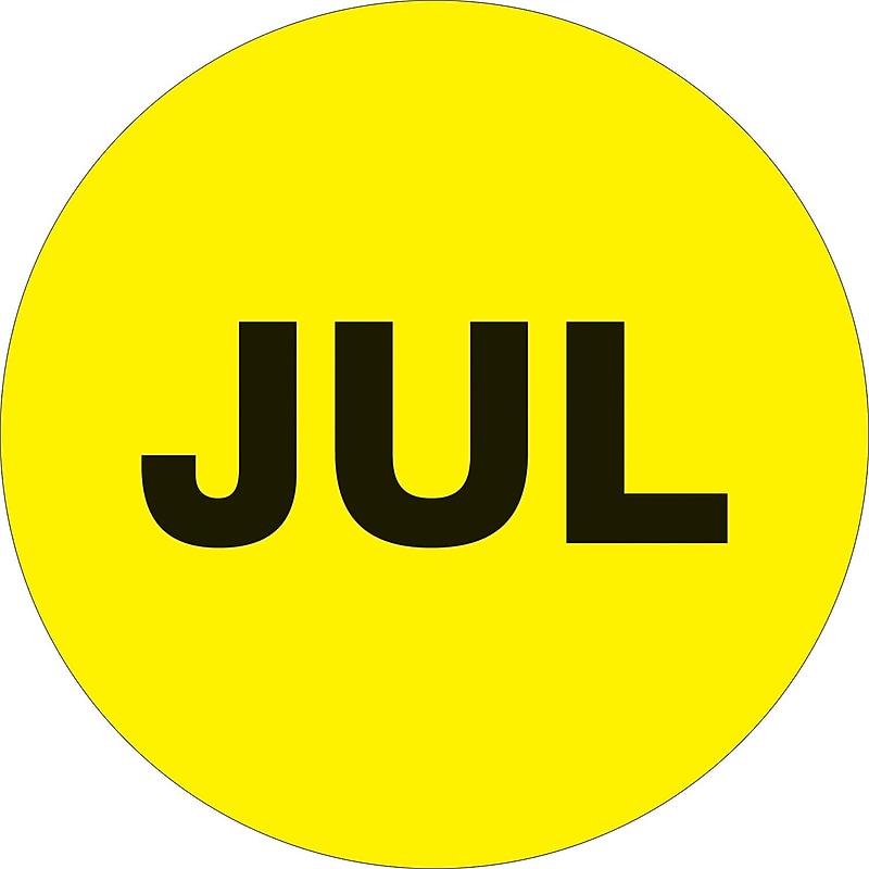 Tape Logic 2" Circle "JUL" Months of the Year Label, Fluorescent Yellow, 500/Roll image 1
