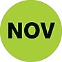 Tape Logic 2" Circle "NOV" Months of the Year Label, Fluorescent Green, 500/Roll~#|#~s0708029_sc7