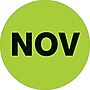 Tape Logic 1" Circle "NOV" Month of the Year Labels, Fluorescent Green, 500/Roll~#|#~s0708031_sc7