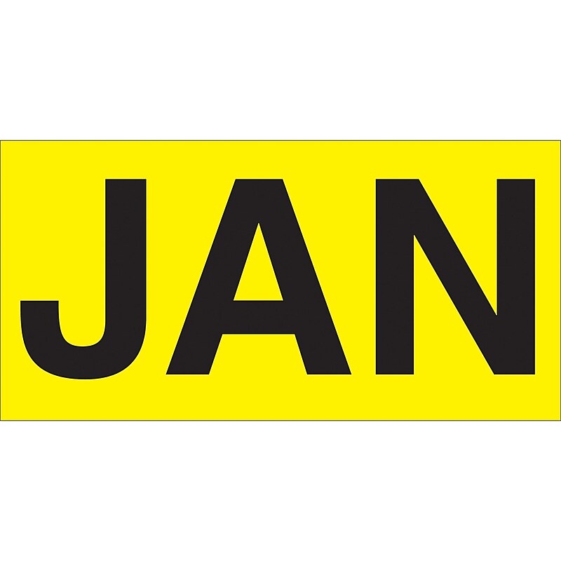 Tape Logic 6" x 3" Rectangle "JAN" Months of the Year Label, Fluorescent Yellow, 500/Roll image 1