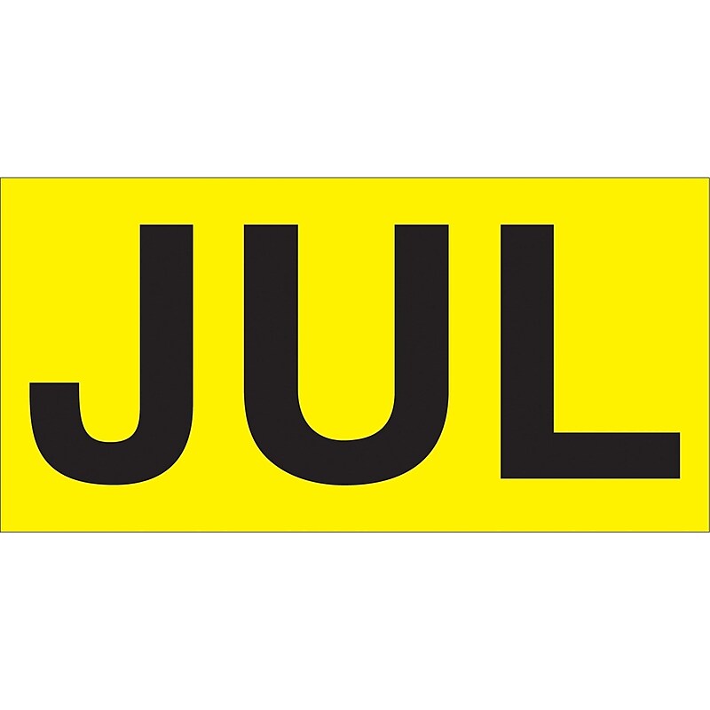 Tape Logic 3" x 2" Rectangle "JUL" Months of the Year Label, Fluorescent Yellow, 500/Roll image 1