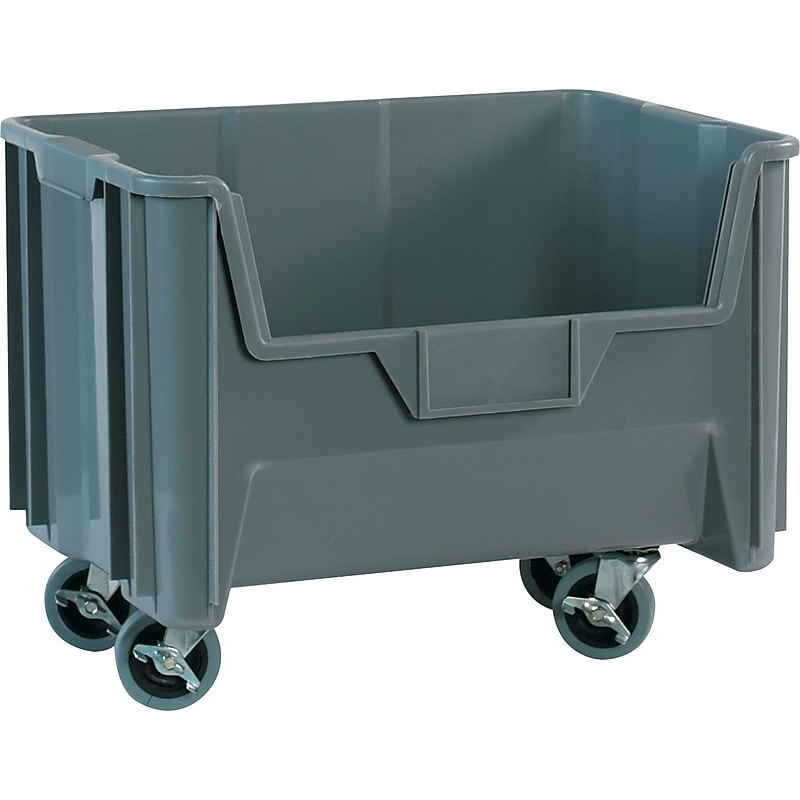 Partners Brand 19 7/8" x 15 1/4" x 12 7/16" Mobile Giant Stackable Bin, Gray image 1