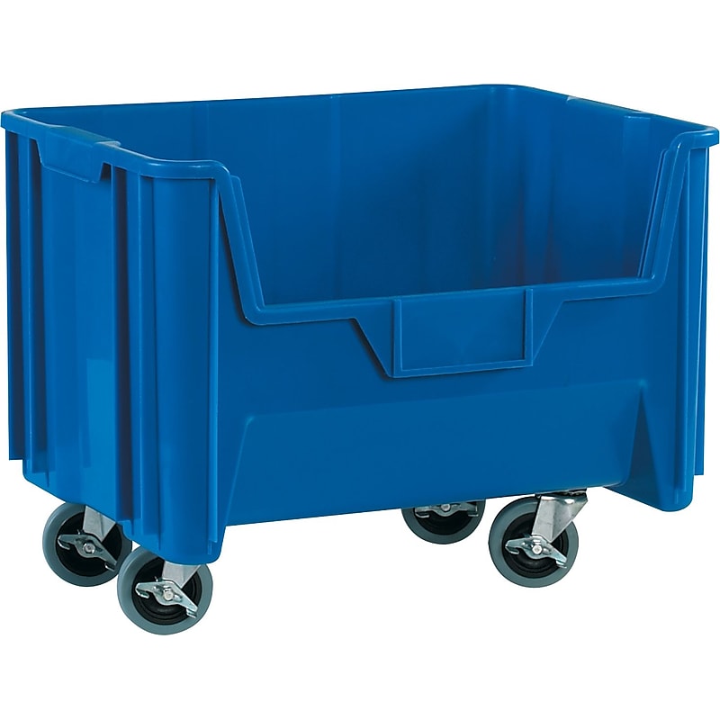 Partners Brand 19 7/8" x 15 1/4" x 12 7/16" Mobile Giant Stackable Bin, Blue image 1