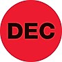 Tape Logic 1" Circle "DEC" Month of the Year Labels, Fluorescent Red, 500/Roll~#|#~s0708067_sc7
