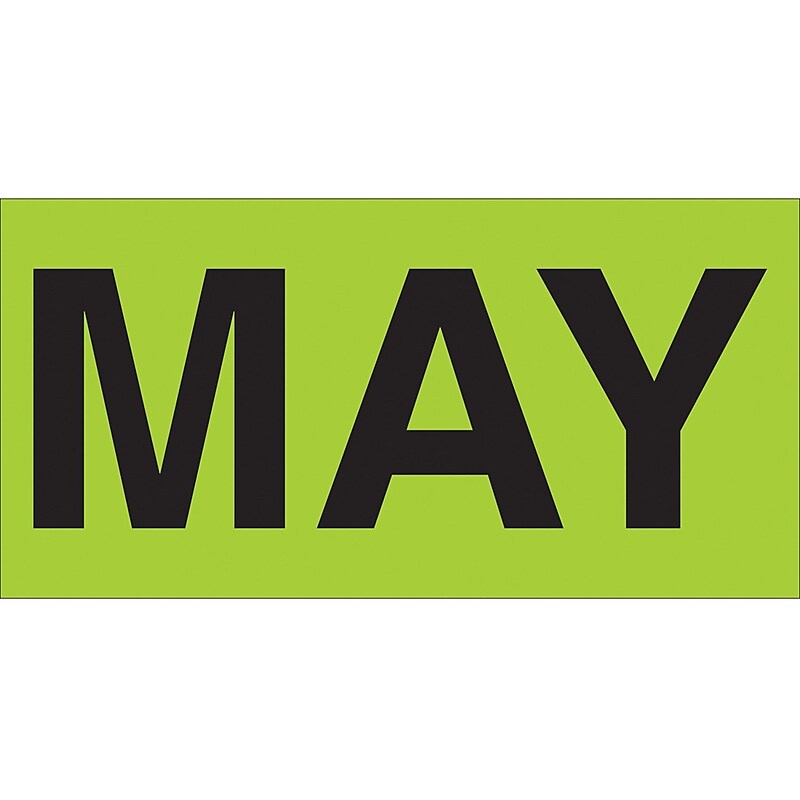 Tape Logic 6" x 3" Rectangle "MAY" Months of the Year Label, Fluorescent Green, 500/Roll image 1
