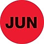 Tape Logic 1" Circle "JUN" Month of the Year Labels, Fluorescent Red, 500/Roll~#|#~s0708093_sc7