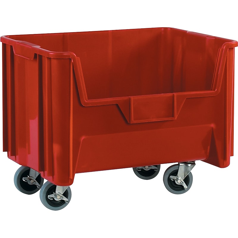 Partners Brand 19 7/8" x 15 1/4" x 12 7/16" Mobile Giant Stackable Bin, Red image 1